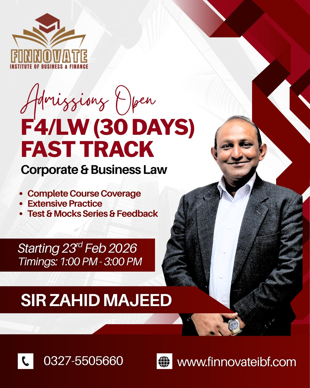 Association of Chartered Certified Accountants (ACCA) LWE – Fast Track Batch (20 Days)